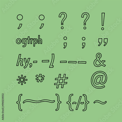 Collection of punctuation marks and symbols 9.