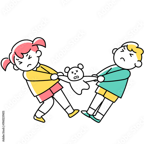 おもちゃを取り合う子供たち