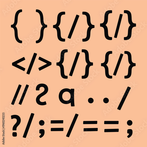 Programming code symbols and characters.