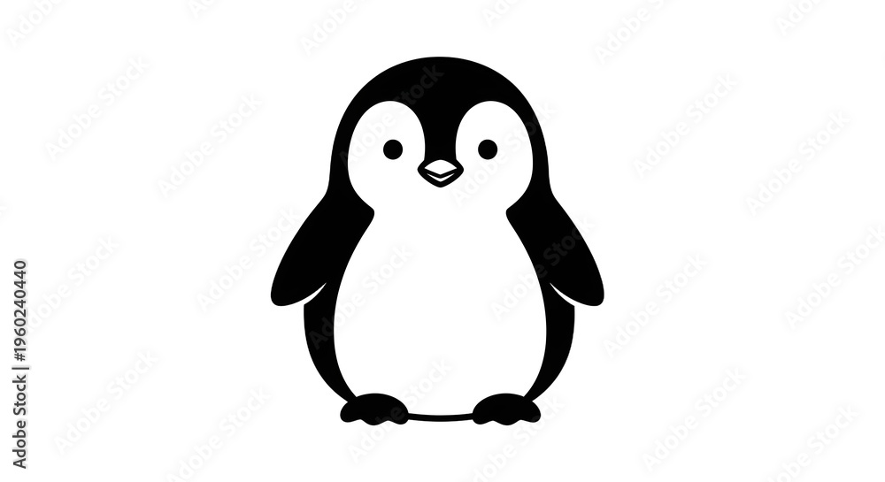 Fototapeta premium Cartoon Penguin Character Illustration Cute Minimal Mascot.