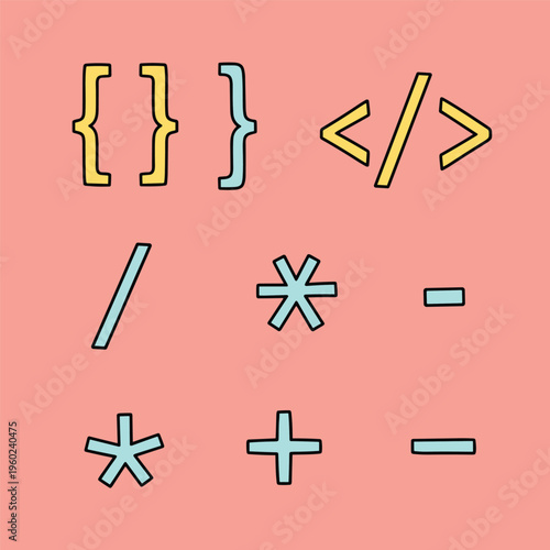 Collection of coding symbols and characters.