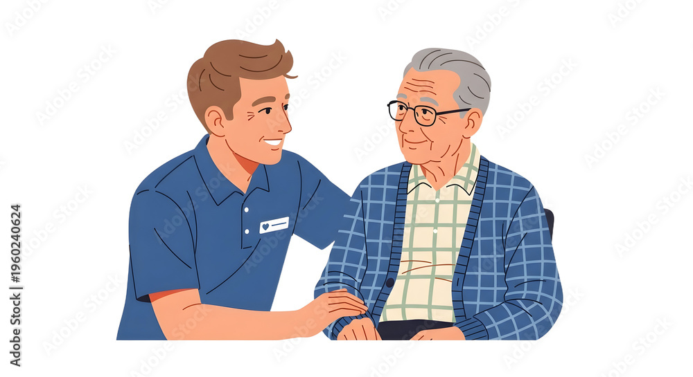 Obraz premium Caregiver Assisting Elderly Man During Visit.