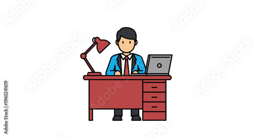 Businessman sitting at office desk.