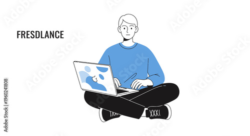 Man sitting with laptop computer.
