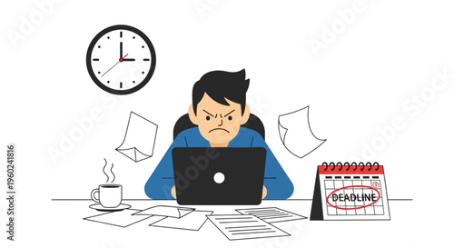 Man sitting at desk with laptop.