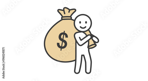 Person Holding Money Bag Illustration.