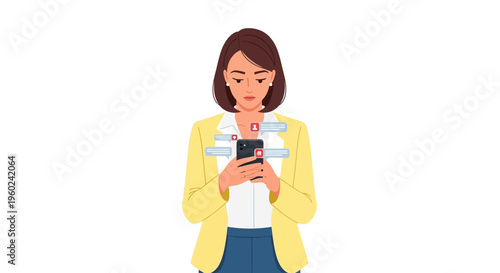 Woman Using Smartphone Device Outdoors.