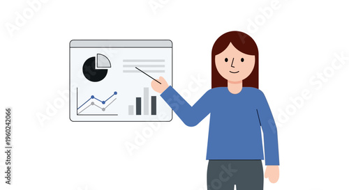 Woman pointing at business chart graph.