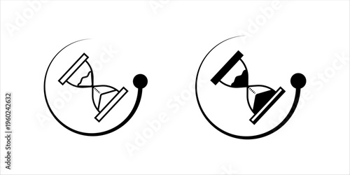 Minimal line icon SET. of an hourglass with circular motion indicating time management, deadlines, process duration, and workflow timing concepts.