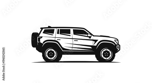 Rugged off road suv vehicle with spare tire on back ready for adventure