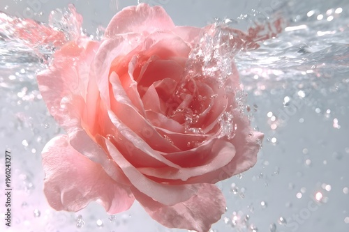 Beautiful rose flowers floating on the surface of calm water