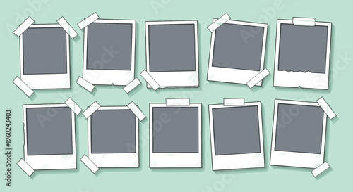 Grey pastel polaroid frames with clean modern minimal layout design