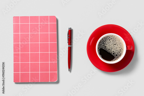 Notebook with red metallic ...