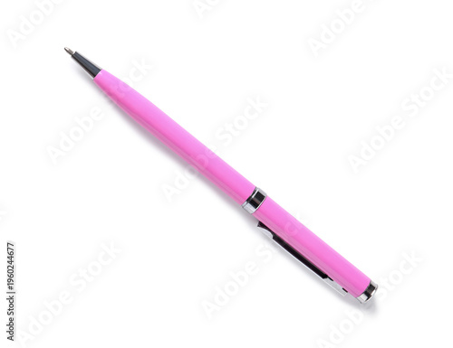 Pink pen on white background
