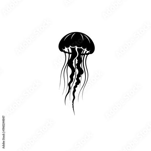 Black Jellyfish Silhouette Ocean Creature 1.