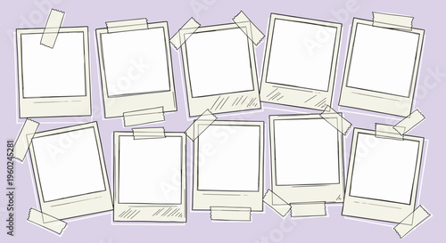 Minimal white frames with soft shadow on neutral pastel background composition