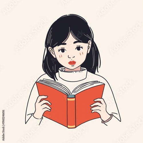 little girl reading a book