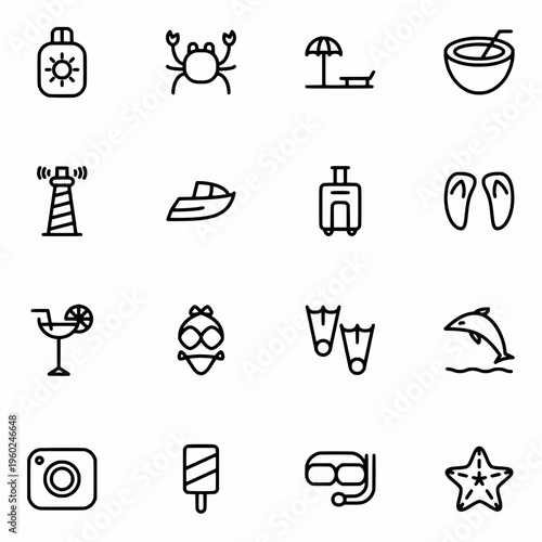 set of icons Summer