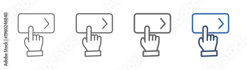 
outline icon set call to action with hand and button design