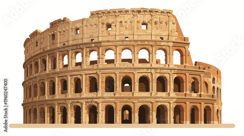 Detailed illustration of a magnificent ancient Roman amphitheater, showcasing historical grandeur and architectural marvel