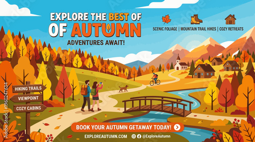 Autumn Adventure Scenic Landscape with Hiking Trails and Getaways