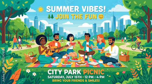 Summer Picnic in a City Park with Friends and Smiles