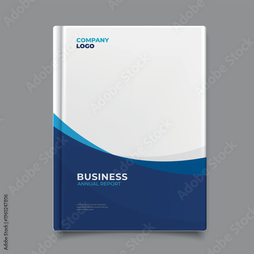 Business Annual Report Cover Template with Blue Wave Design