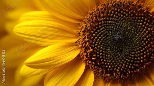 Close-up Macro Shot of a Vibrant Sunflower in Full Bloom.