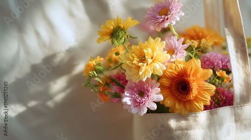 Vibrant Bouquet of Mixed Flowers in Soft Sunlight.