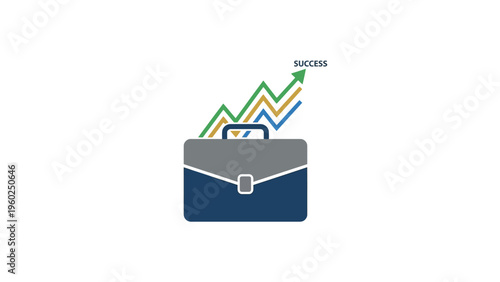 Briefcase with rising graph lines inside.