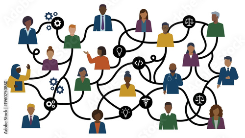 Diverse people network connections teamwork.