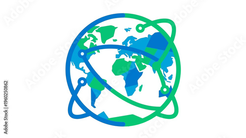 Earth Globe with Orbit Lines.