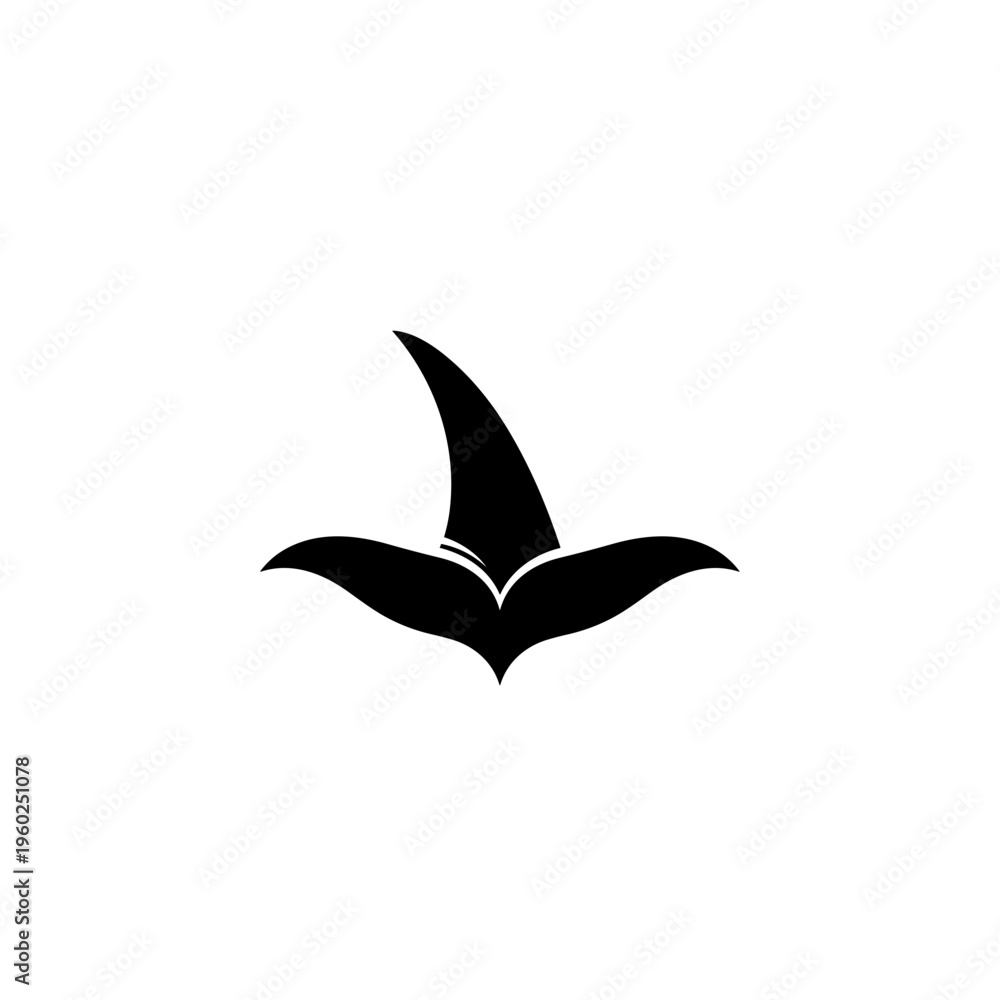 Fototapeta premium Black silhouette of a flying manta ray.