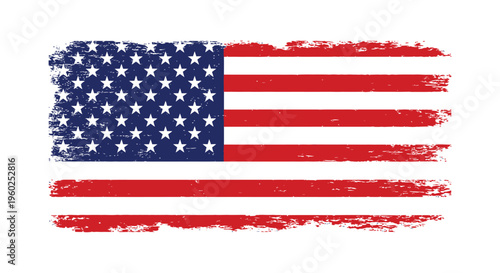 Distressed american flag grunge style with faded texture and worn edges representing patriotism pride independence and usa national symbol for backgrounds or design.