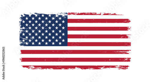 Distressed american flag grunge style with faded texture and worn edges representing patriotism pride independence and usa national symbol for backgrounds or design.