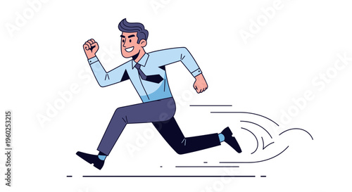 Dynamic Businessman In Fast Motion On White Background