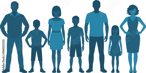 Family diversity silhouettes flat vector illustration group people representation