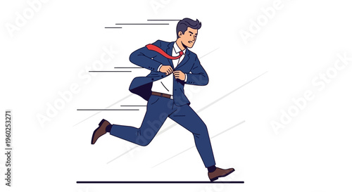 Dynamic Businessman Sprinting Forward Business Urgency Motion Speed Express