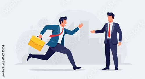 Dynamic Businessmen Meeting And Handshake Illustration