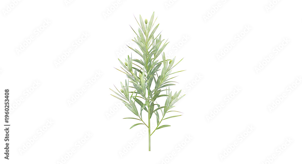Fototapeta premium Green plant with slender leaves and small buds