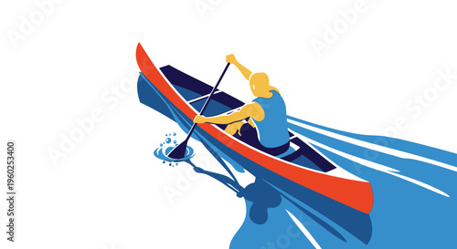Dynamic Canoeing Silhouette Captures Water Sport Action