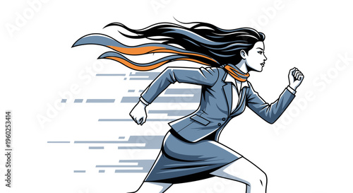 Dynamic Female Executive In Motion Accelerating Towards Success