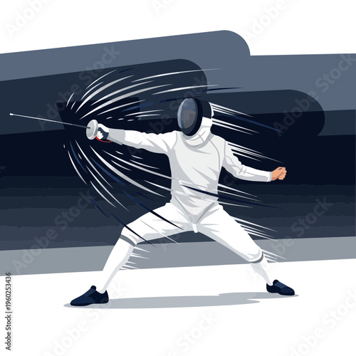 Dynamic Fencer in Action Capturing Swift Movement and Athletic Prowess