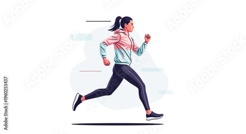 Dynamic Female Runner In Motion Graphic Art
