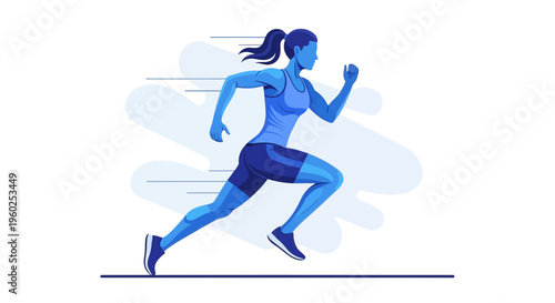 Dynamic Female Runner In Motion Illustrating Speed And Endurance