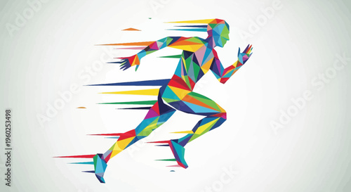Dynamic Geometric Runner Abstract Movement And Speed