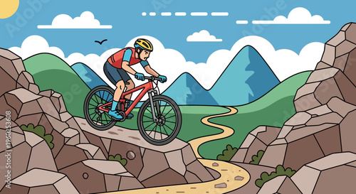 Dynamic Mountain Biking Adventure Through Rugged Terrain