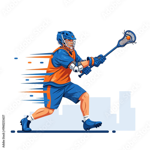 Dynamic Lacrosse Player Captures The Fast Paced Action Of The Sport