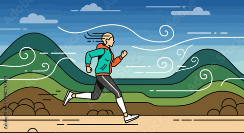 Dynamic Outdoor Runner Embracing Nature and Fresh Air