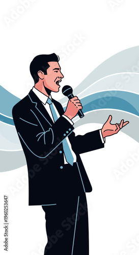 Dynamic Male Speaker Delivers An Engaging Presentation With Passionate Gestures